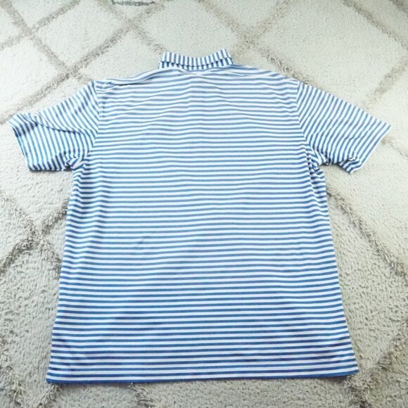 Peter Millar Summer Comfort Polo Shirt Mens Extra Large Striped Blue Golfer - Picture 9 of 10